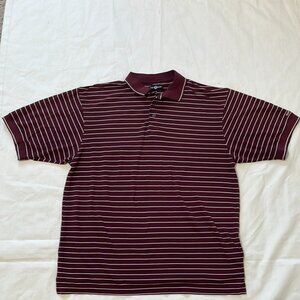 Top Flight  Brand men’s Polo T-shirt ,Size  L Maroon with stripes pre owned